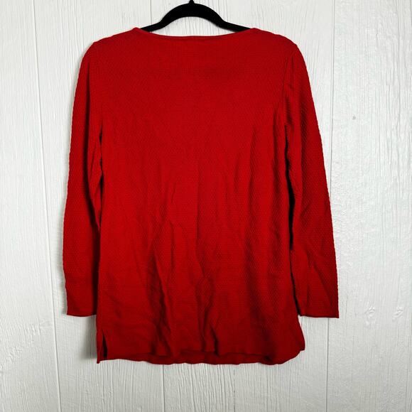 J. Jill Waffle Textured Tunic Shirt Top Boat Neck Long Sleeve Coral Size Small - Picture 3 of 6